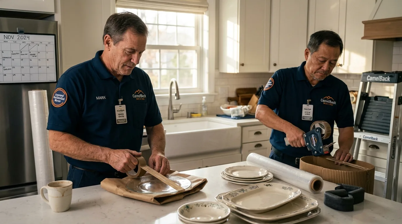 Professional crew packing kitchen dishware in Pampa, TX